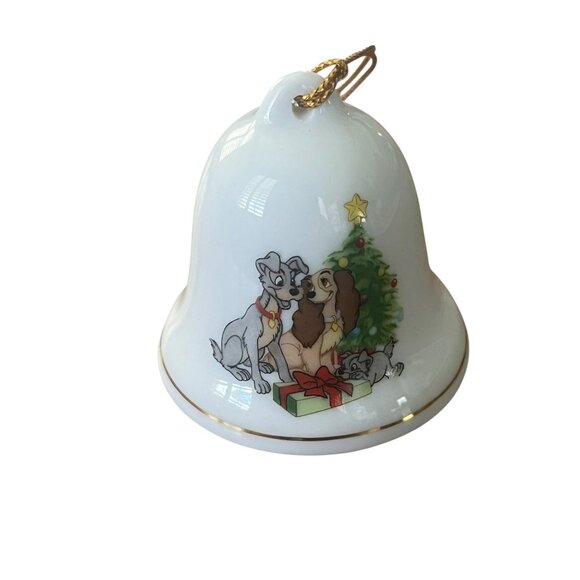 Grolier Disney Lady and the Tramp Holiday Christmas Porcelain Bell Ornament - Picture 1 of 4